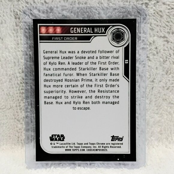 5/$20 Mint 2023.Topps Chrome General Hux Star Wars Card 53!! - Picture 2 of 2